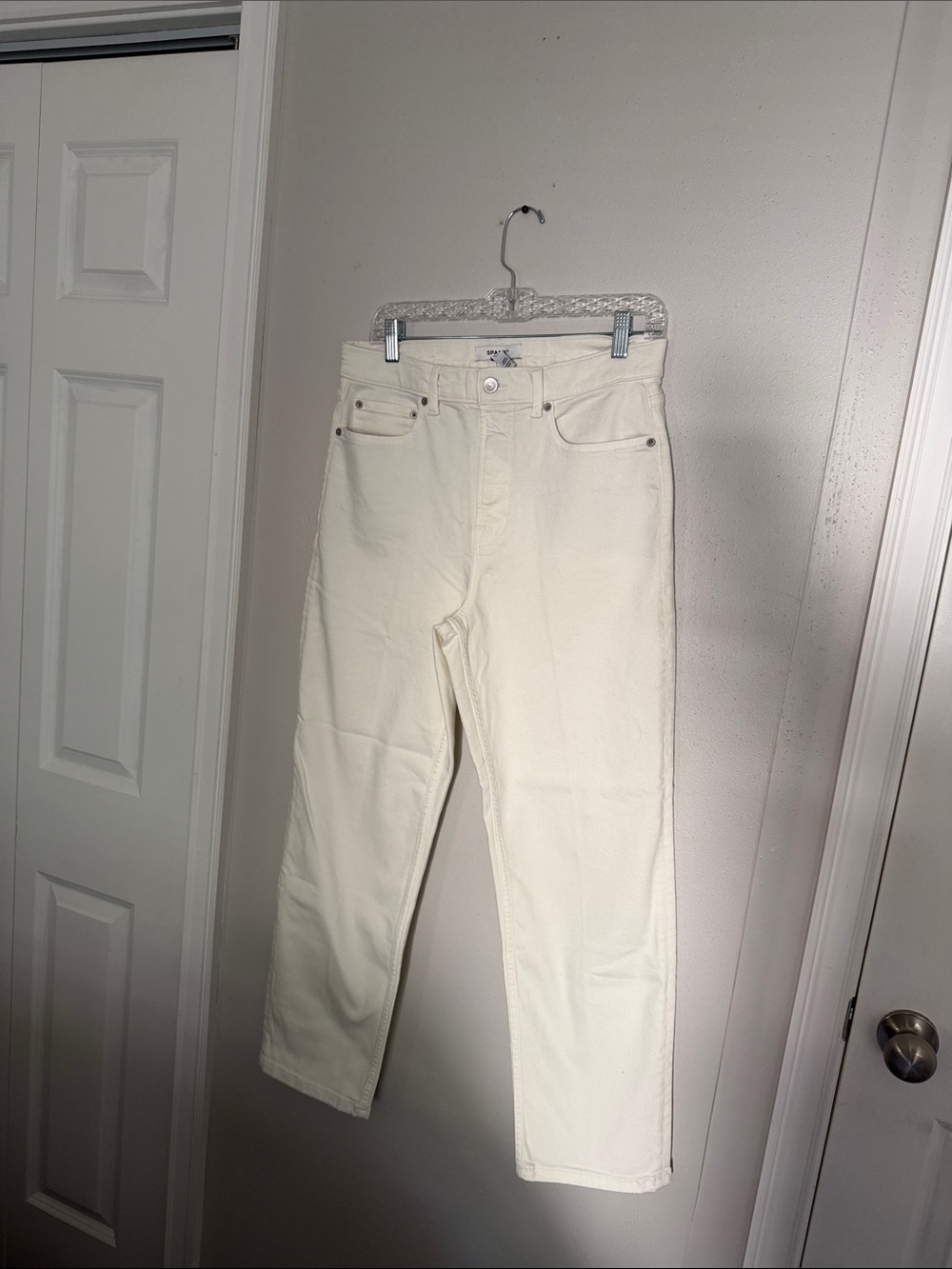 SPANX Cream Straight-Leg Jeans